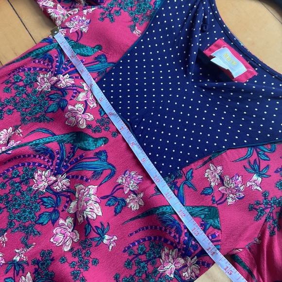 Anthropologie By Anthropologie Printed Pink Floral Polka Dots Dress - Picture 8 of 10